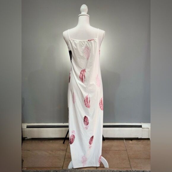 White Unbranded Feather Pattern Slipdress/Nightgown Size S - Picture 2 of 6